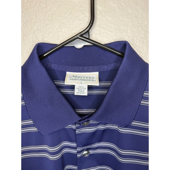 Masters Performance Golf Polo Shirt Mens Large Striped Augusta National - Picture 3 of 3